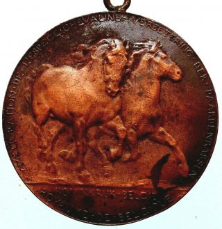 ANTIQUE BRONZE ART MEDAL A COUPLE OF HORSES by J.  LAGAE 1934 3