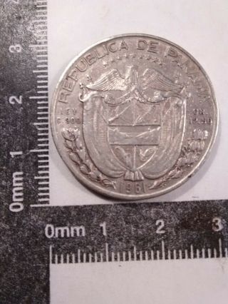 1961 1/2 Balboa Silver Coin Panama Low Mintage: 350,  000 Km - 26