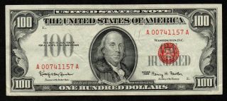 Us Fr1550 Au Red Seal 1966 $100 Note