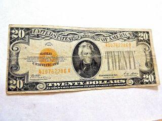 1928 Twenty ($20.  00) Dollar " Gold Certificate " Bank Note