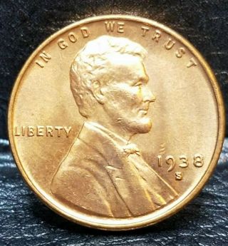 1938 - S Lincoln Wheat Penny Cent - Choice Gem Brilliant Uncirculated 06