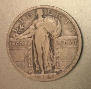 1924 - P Standing Liberty Quarter W/fine Details Silver Usa Coin