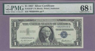 1957 $1 Silver Certificate Fr 1619 (a Block) " None Higher " Pmg Epq 68