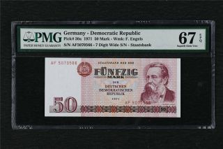 1971 Germany Democratic Republic 50 Mark Pick 30a Pmg 67 Epq Gem Unc
