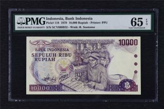 1979 Indonesia Bank Indonesia 10000 Rupiah Pick 118 Pmg 65 Epq Gem Unc
