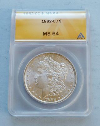 1882 - Cc U.  S.  Morgan Silver Dollar Anacs Authenticated & Graded Ms 64