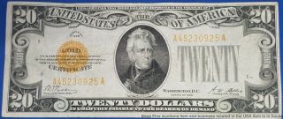 $20 Gold Certificate Bank Note Woods Mellon Signed Series 1928