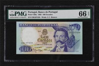 1965 Portugal Banco De Portugal 100 Escudos Pick 169a Pmg 66 Epq Gem Unc
