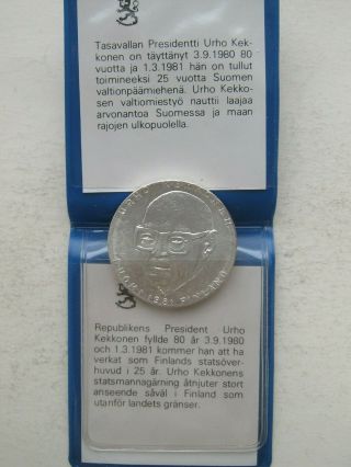 Finland Silver 50 Markkaa 1981 Urho Kekkonen Unc Package