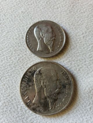 1867 Un Peso And 1866 50 Centavos