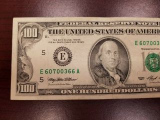 Series 1993 US One Hundred Dollar Bill $100 Richmond E60700366A 2