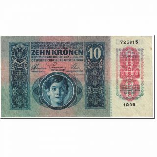 [ 604441] Banknote,  Austria,  10 Kronen,  1919,  Undated (1919),  Km:51a,  Vf (20 - 25)