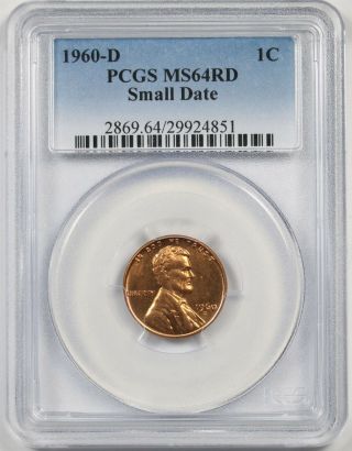 1960 - D 1c Pcgs Ms 64 Rd (small Date) Lincoln Memorial Penny