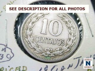 Noblespirit (ct) Premium World Coins El Salvador 1921 10¢ Vf