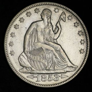 1853 Seated Liberty Half Dollar Choice Au E611 Wctt