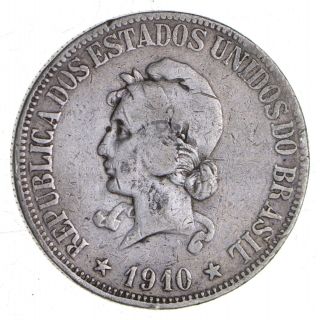 Roughly Size Of Quarter 1910 Brazil 1000 Reis - World Silver Coin 243