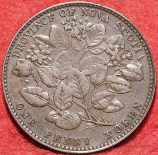 1856 Nova Scotia One Penny Foreign Coin 2