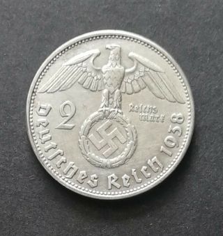 Au To Ms Silver Coin 1938 B Germany - Third Reich 2 Reichsmark Km 93 Nazi Ww2