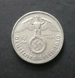 Au To Ms Silver Coin 1939 A Germany - Third Reich 2 Reichsmark Km 93 Nazi Ww2