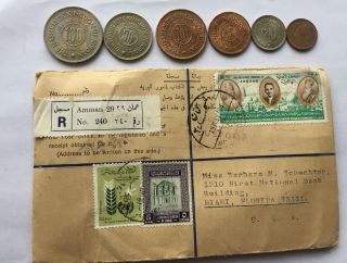 Jordan 6 Coins Set - 1949 - 1964 With Envelope From Jordan
