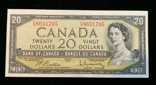 1954 Canadian $20 Dollar Bill - Beattie/rasminsky - Bc - 41b - F/w (bb 1182)