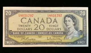 1954 Canadian $20 Dollar Bill - Beattie/rasminsky - Bc - 41b - F/w (bb 1181)