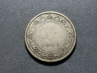 1888 Newfoundland Canada 50 Cents Queen Victoria Old Silver Coin