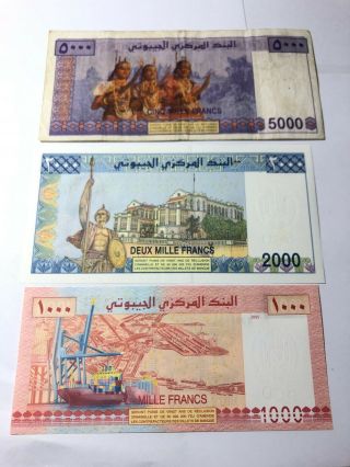 DJIBOUTI BANKNOTES; 1000,  2000,  5000 FRANCS 2