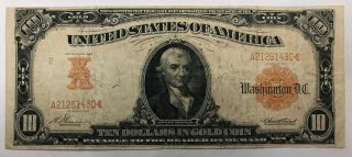 1907 $10 Ten Dollars Gold Certificate Currency Note