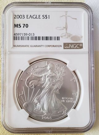 2003 American Silver Eagle Ngc Ms70 Perfect Grade