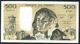 1981 France 500 Francs Note.