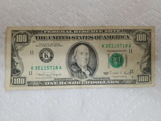 Old Style $100 Dollar Bill Series 1990 Federal Reserve Bank Of Dallas