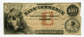 1861 $100 The Bank Of Commerce - Savannah,  Georgia Note -