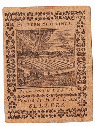 PA - 168 OCTOBER 1,  1773 FIFTEEN SHILLINGS PENNSYLVANIA COLONIAL CURRENCY NOTE 2