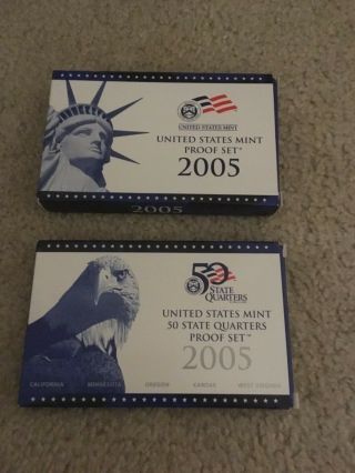 2005 S Us Proof 11 Coin Set And Separate 2005 S Us Quarter Proof 5 Coin Set