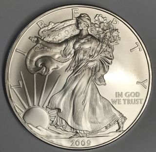 2009 American Eagle 1 Oz Silver Coin One Dollar Uncirculated U.  S.  A.