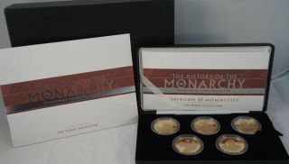 2007 Uk History Of Monarchy Silver (. 925) Proof Crown 5 - Coin Boxed Set W/