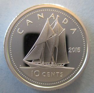 Canada 2015 10 Cents 99.  99 Proof Silver Dime Heavy Cameo Coin