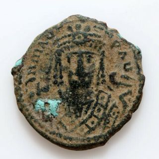 Byzantine Coin Ae Half Follis Maurice Tiberius 582 - 602 Ad Year 20 Antioch
