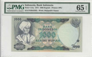 Ta0027 1975 Indonesia Bank Indonesia 1000 Rupiah Pick 120a Pmg 65 Epq Gem Unc