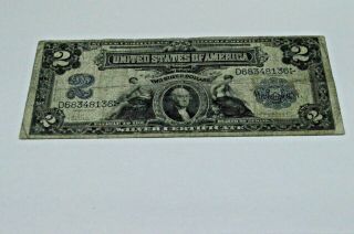 Us 1899 $2 Two Dollar Large Silver Dollar Certificate Note Blue Seal