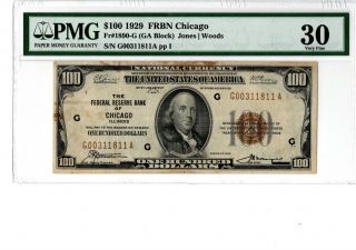 1929 $100 Federal Reserve Note - Chicago Fr - 1890 - G Pmg 30 19 - C083