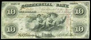 1858 Terre Haute,  Indiana $10 The Commercial Obsolete Bank Note 5810 - 30