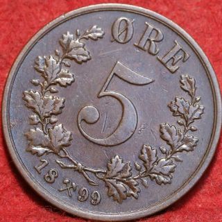 1899 Norway 5 Ore Foreign Coin 2