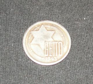 1943 Ghetto Currency Ww2 Germany Poland Jewish Getto 10 Mark Coin