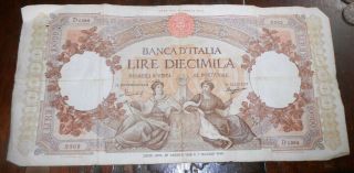 Italy 1947 10000 Lire Note Please See Photos For Grading Small Rip In Middle An