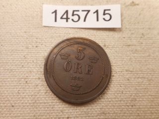 1882 Sweden 5 Ore - Collector Grade Unslabbed Album Coin - 145715