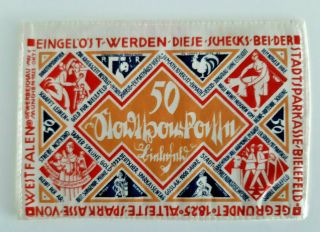 Bielefeld Notgeld 50 Mark 9.  4.  1922 Stoffgeld Silk Germany Banknote (9441)