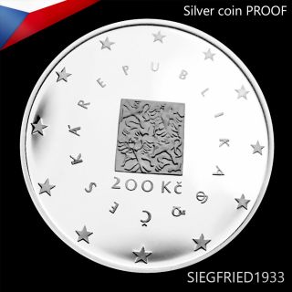 Czech Silver Coin Proof (2004) - The Accession Of The Cr To The Eu - 200 Czk