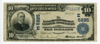 1902 Ch 5225 $10 U.  S.  The Bank Of Pittsburgh National Asso.  - Pa National Note